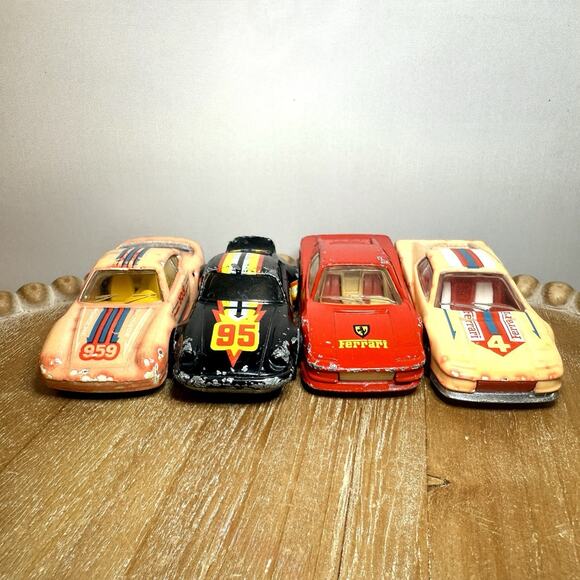 Hot Wheels Ferrari Porsche Lot of 4 Vintage Diecast Cars 959 Rally Euro Racing - Picture 1 of 14